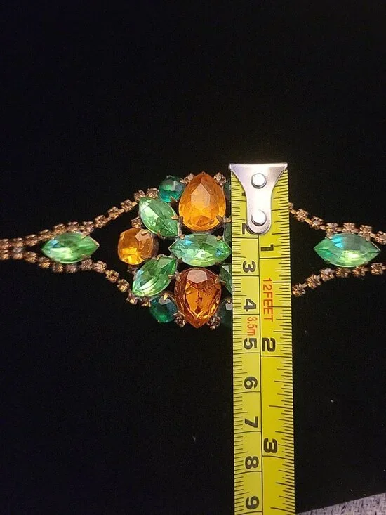 Husar.D Czech Glass Bracelet Victorian Style Large Teardrop Matquise Square - Picture 8 of 10